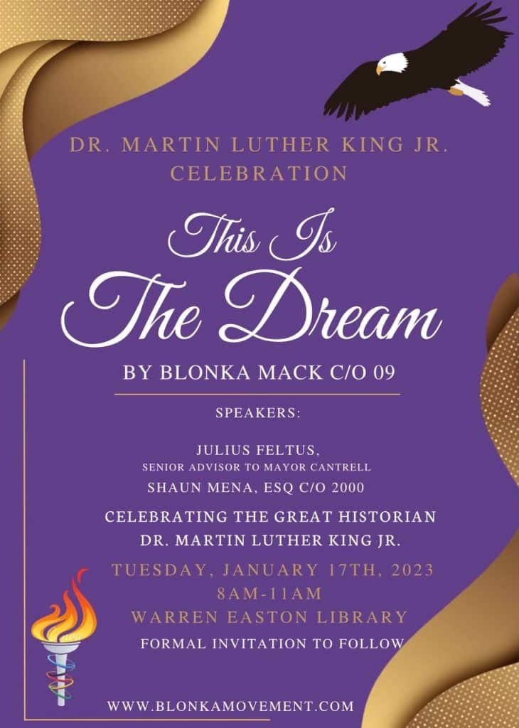 MLK Event Tomorrow at Warren Easton Charter High School! 