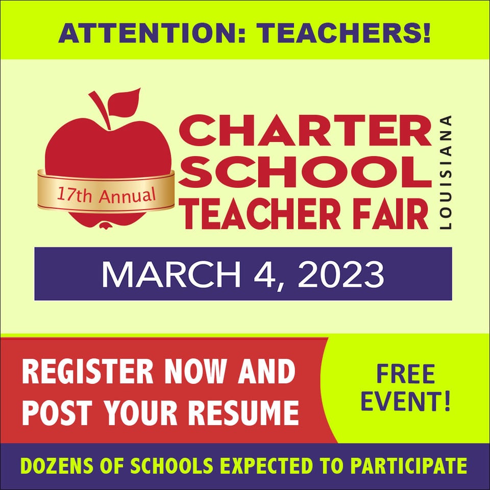 Certified teachers and teachers working on their certification: full and part-time positions available in charter schools. All Degreed school professionals can attend for free (teachers, nurses, counselors, coaches, administrators, etc.)